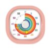 Visual Timer for Kids, 60-Minute Countdown Rainbow Dial Silent Timer, One-Touch Mute Kitchen Timer for Classroom Study Potty Training, Battery Powered Toddler Timer (Pink)