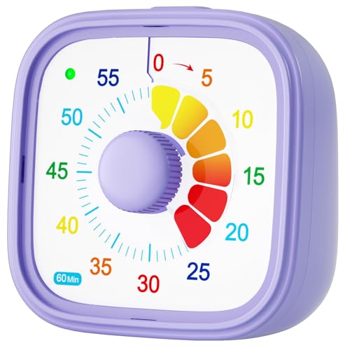 Visual Timer for Kids & Adults – 60-Minute Countdown Timer with Colorful Dial – Time Management Tool for Classroom, Homework, Cooking, and Productivity with Silent Operation