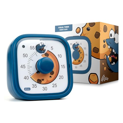 Visual Timer for Kids – Cookie Monster Clock - Silent Time Management – 60 Minute Countdown – Focus and Productivity Tool – for Classroom, Toddlers, Study, Toothbrush – Fun Design – Adjustable Alarms