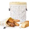 VIS'V Rustic Linen Cotton Beeswax Bread Bags with Zippper, Large, 2 Pcs