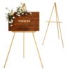 VISWIN Upgraded 63" Gold Wooden Easel Stand for Sign, Tripod Easel for Wedding Sign Stand, Welcome Board, Poster, Picture, Canvas Art Easel Floor with Tray for Display & Painting