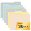 ViVin File Folders, Fits 8.5 x 11 Letter Size Paper, 1/3-Cut Tabs, 36 Pack Manilla Colored File Folders, Perfect for Home, Office, and School Documents File Paper(Assorted)