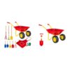 VIVOHOME Kids Wheelbarrow 11PCS Set Children Garden Cart Red with Metal Gardening Tools, Apron & Gloves for Fun, Educational Backyard Play, with Kids Wheelbarrow and Toddler Gardening Tool Set Red