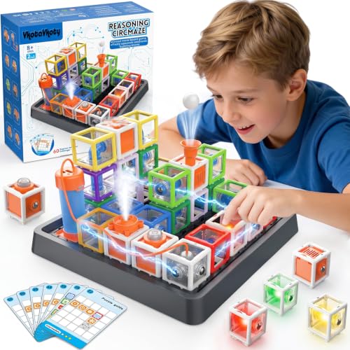 VkotaVkoty Science Kit 3D Circuit Maze Board Game - STEM Electronics Kit for Kids Ages 8-12, 60 Levels Logic Puzzle with Light Mist Floating Ball, Educational Toy Gift for Boys Girls - Premium Version