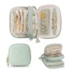 VLANDO Travel Jewelry Case,2-Layer Jewelry Organizer for Travel,Gifts for Women,Travel Essentials,Multi-Compartment Jewelry Storage for Rings Earrings Necklaces Bracelets - Light Green
