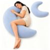 vlrbfl Moon Shaped Body Pillow, Large C Shaped Body Pillow for Side Sleeper, Giant Moon Sleep Spoon, Ultra Soft Supportive Hugging Pillows for Sleeping, Bed Reading and Lounging (Blue)