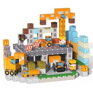 VNLINA Magnetic Building Blocks Toys for Kids - 154PCS Magnet Building Cubes Construction Set, STEM Sensory Stacking Toys, Birthday Gifts for Boys Girls Ages 3+