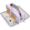Vocuer Large Capacity Special Aesthetic Pencil Case Organizer with 3 Compartments, Big Preppy School Pencil Pouch Bag for Girls Women Adults, Pencil Holder Pen Pouch Cases (Purple 1)
