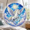 VoidGleamDecor Pegasus White Horse Sky Acrylic Suncatcher Puzzle - Stained Glass Style Suncatcher Jigsaw Puzzle Fantasy Cloud Gift for Women Mom Girls Sisters Besties