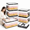 Voivey 6 Pack Extra Large Moving Bags 60L Heavy Duty Storage Bins with Lids,Zippers & Reinforced Handles Foldable Plastic Storage Bags Moving Boxes for Closet Organizers and Storage