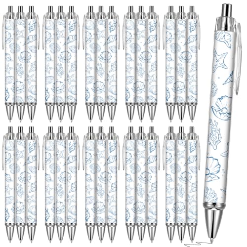 VorkiVecKi Bridal Shower Party Favors - 32 Pcs Seashells and Wedding Bells Last Toast on the Coast Bachelorette Retractable Ballpoint Pens Bulk, Ocean Beach Coastal Nautical Decor Souvenirs for Guests