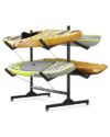VORTEXTOVE 2 Levels Kayak Storage Rack, Freestanding Kayak Rack Holds 4 Kayaks, Heavy Duty Adjustable Width SUP Paddleboard Canoe Storage Rack with Rolling Wheels for Garage Indoor & Outdoor