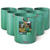 VOUNOT Set of 6 Garden Waste Bags, 500 L Heavy Duty Garden Waste Disposal Bag in PP Material, with Handles, Reusable Large Garden Bags, Green