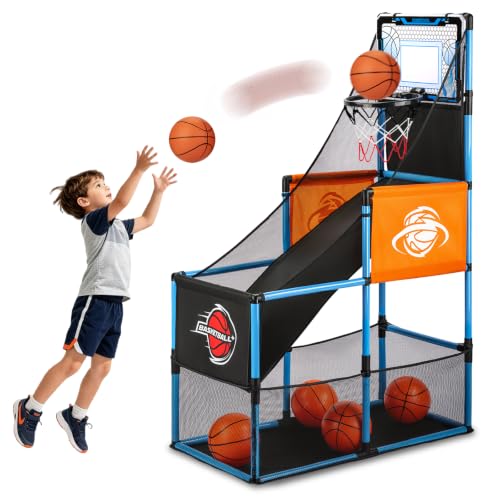 VROGTIK Indoor Basketball Hoop for Kids with Led Lights Mini Basketball Hoop with Remote Control Over The Door Basketball Hoops with Scoreboard Basketball Toys for 4-12 Year Old Boys Girls