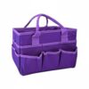 Vseutiac Craft Storage Pouch Multi Functional Organizer Utility Tote Oxford Cloth Ten Exterior Compartments Foldable Design with Handles for Office Teachers, Purple