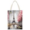 VstaDank Oil Painting Paris Eiffel Tower Canvas Tote Bag Beach Bags Handbag
