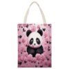 VstaDank Pink Panda Pattern Canvas Tote Bag Beach Bags Handbag