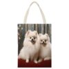 VstaDank Short-haired Pomeranian Dog Canvas Tote Bag Beach Bags Handbag