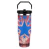 VTCTOASY 30 Oz Tumbler with Handle And Straw 4th of July Blue Star Red Stripe Leakproof Double Tumblers Stainless Steel Travel Mug Vacuum Insulated Water Bottle Car Cup for Women Men Gift
