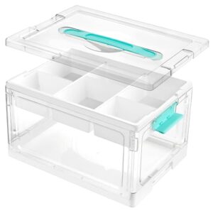 Vtopmart 24 QT Clear Plastic Craft Organizers and Storage Box with Removable Trays and Dividers,Art Supply Organizers and Storage,Ideal Containers for coloring Books, Craft Supplies,1 Pack