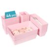 Vtopmart 44 PCS Plastic Drawer Organizers Set, 4-Size Versatile Bathroom and Vanity Organizer Trays, Non-Slip Storage Containers for Makeup, Jewelries, Bedroom，Kitchen Utensils and Office, Pink