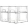 Vtopmart 4 Pack Clear Stackable Storage Drawers,Under Sink and Kitchen Organizers Storage,Easy to Assemble Plastic Drawers for Baby Bottle,Medicine, Bathroom,Cabinet and Pantry Organization