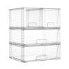 Vtopmart 4 Pack Stackable Storage Drawers, Easily Assemble Clear Plastic Organizer Bins, 2 Wide Drawers and 2 Medium Drawers for Pantry, Kitchen Cabinet, Bathroom, Closet Organization and Storage