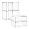 Vtopmart 6 Pack Stackable Storage Drawers, Easily Assemble Clear Plastic Organizer Bins, 2 Wide Drawers and 4 High Drawers for Under Sink, Pantry, Kitchen Cabinet, Bathroom Organization and Storage