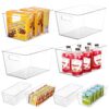 Vtopmart 8 Pack Clear Plastic Storage Bins Set, 4 Large and 4 Small Pantry Organizers and Storage Bins with Handle, Storage Containers for Pantry, Kitchen, Fridge, Cabinet Organization