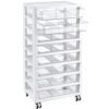Vtopmart 8 Tier Rolling Cart with Drawers, Clear Plastic Drawers with Removable Dividers for Art &Office Supplies, Beauty Products, Toy, Under Desk Storage for Craft Room, Classroom