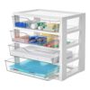 Vtopmart Clear Plastic Desk Organizer, 4-Tier Assemble Desktop File Organizer with Drawers, Office Desk Organization for Office Supplies
