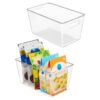 Vtopmart Clear Plastic Storage Bins, 2 PCS Pantry Organizer Bins with Handle for Refrigerator, Fridge, Cabinet, Kitchen, Countertops, Cupboard, Freezer Organization and Storage, Medium