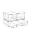 Vtopmart Stackable Storage Drawers Set of 3,Clear Plastic Organizer Bins for Makeup, Cosmetics, Beauty Supplies,Ideal for Vanity, Bathroom,Cabinet,Pantry Organization