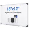 VUSIGN Magnetic White Board Kit for Wall 18" x 12", 1 Dry Eraser & 2 Multicolor Markers & 4 Magnetic Pins, Sliver Reinforced Aluminum Frame for Home, School, Office