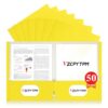 VZCPYTPM 50 Pack Yellow Folders with Pockets,2 Pocket File Folders