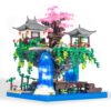 Vziimo Cherry Blossom Bonsai Tree Micro Building Block Set, Chinese Architecture Peach Blossom Pond Kits, Japanese Sakura Tree Valentine's Day Gifts for Adults Age 14+ (2705Pieces)