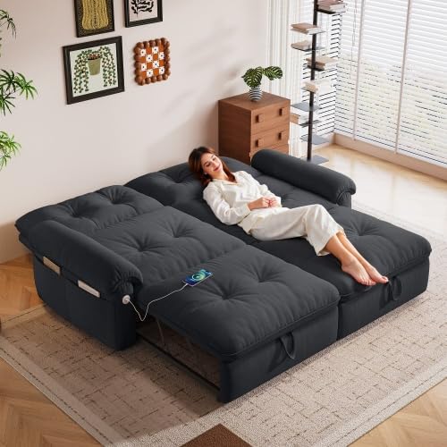 W3820S00027, a 77-inch Convertible Sofa Bed, and a 2-in-1 piece Suitable for Both Sitting and Lying. Made of Cloud-Like Fabric, it is Applicable to Living Rooms, bedrooms and Apart
