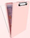 Wachenze Clipboard, Clipboard with Storage, Heavy Duty Clip Boards 8.5x11, Protective Over Molded Edge, Plastic Clipboards, Contractor Folder with Internal Pen Pouch for Driver (Light Pink)