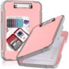 Wachenze Clipboard, Clipboard with Storage, Heavy Duty Clip Boards 8.5x11, Protective Over Molded Edge, Plastic Clipboards, Contractor Folder with Internal Pen Pouch for Driver (Rose Pink)