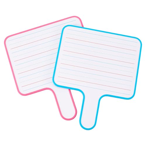 WADORN 2Pcs Wood Handheld Dry Erase Board 9.8x8.1in Answer Paddles with Lines, Dry Erase Signs Auction Paddles Writing Board School Supplies Classroom Pack for Office Meeting Group Activities