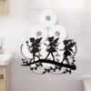 WADORN Unique Flower Fairy Toilet Paper Holder, Black Fairy on the Branch Wall Mounted Storage for Extra 8 Rolls Decorative Metal Toilet Paper Storage Organizer for Bathroom Home Office Farmhouse