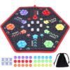 Wahoo Board Game Classic Marble Board Game Fast Track Game Foldable Base for 4 or 6 Players,with 6 Color,30 Marbles,6 Dices for Family Friends Party