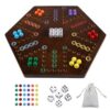 Wahoo Board Game Wooden Original Board Game Classic 2 Side Painted Fast Track Game for 4 Player and 6 Player with 30 Marbles,6 Dices for Family Game Night(Small,Flame)