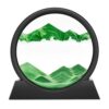 Wai Danie Moving Sand Art Picture 3D Hourglass Deep Sea Sandscape Liquid Motion Display Painting Flowing Sand Frame Relaxing Desktop Home Office Work Decor(Green,7 Inches)