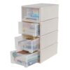 Waikhomes 4 Pcs 12 Quart Stackable Desktop Storage Drawers, Plastic Storage Organizer Drawer for Home, Office