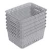 Waikhomes 6-Pack Plastic Storage Baskets, Woven Plastic Open Storage Bin, Grey Basket for Organizing, 10.3" x 7.48" x 4.09"