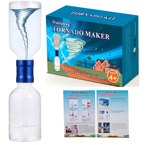 Waitahug Tornado Maker, Weather Toys, Ultra-Light Aluminum Connecting Tube, Including 2 Empty Bottles, Watertight Tornado Toy, Suitable for Kids' Science Experiments (Blue)