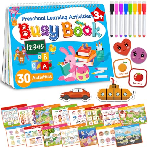 Walenced Busy Book for Toddlers - Preschool Learning Activities, Coloring Activity Books for Kids Ages 3-5, Montessori Autism Sensory Travel Educational Toys, Gifts for 3 and Up Boy Girl