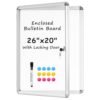 WALGLASS Enclosed Bulletin Board 26x20 Locking Door Weatherproof