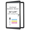 WALGLASS Enclosed Bulletin White Board 36x24 Lockable Weatherproof Outdoor